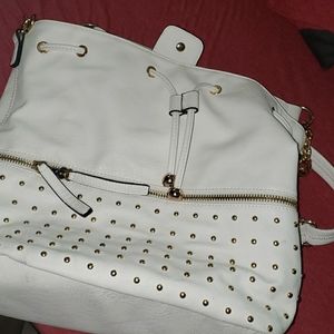 Black Rivet Cream large handbag